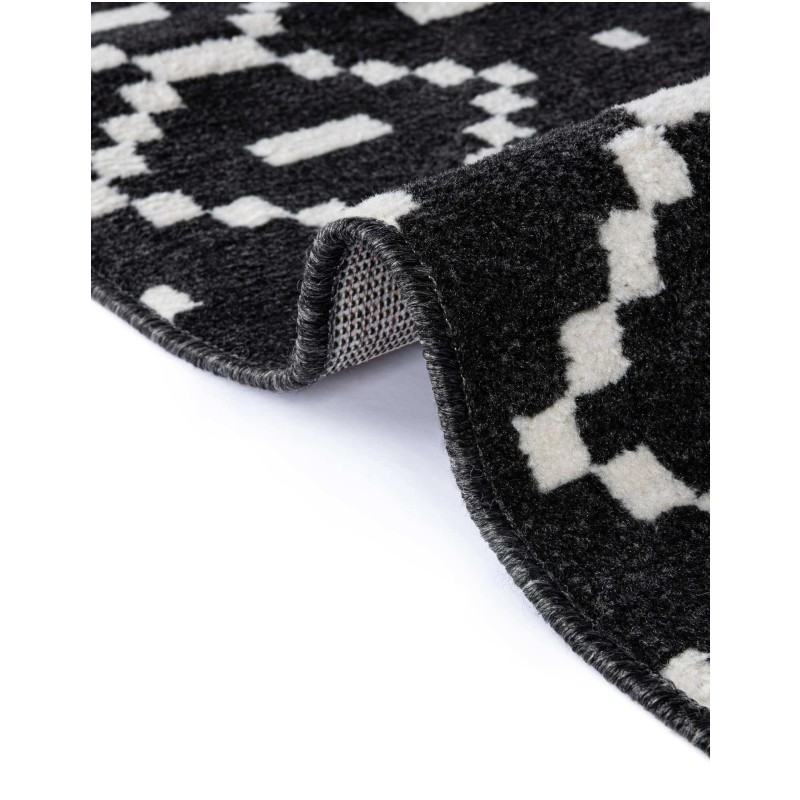 Tapete Acuerdo Rombos y Rayas en Negro