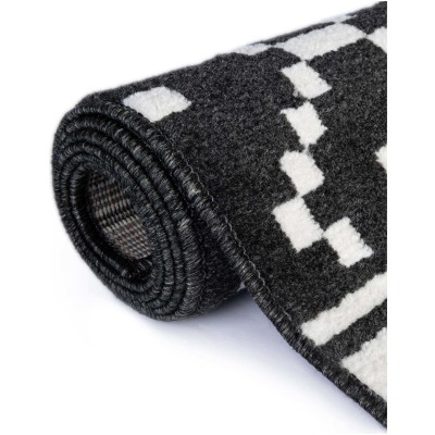 Tapete Acuerdo Rombos y Rayas en Negro