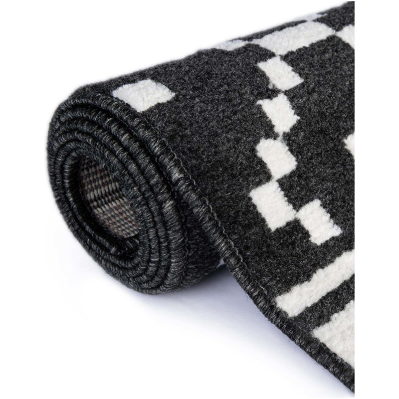 Tapete Acuerdo Rombos y Rayas en Negro