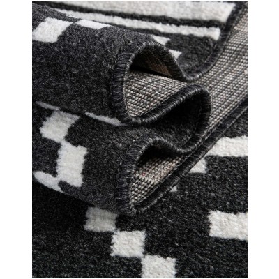 Tapete Acuerdo Rombos y Rayas en Negro