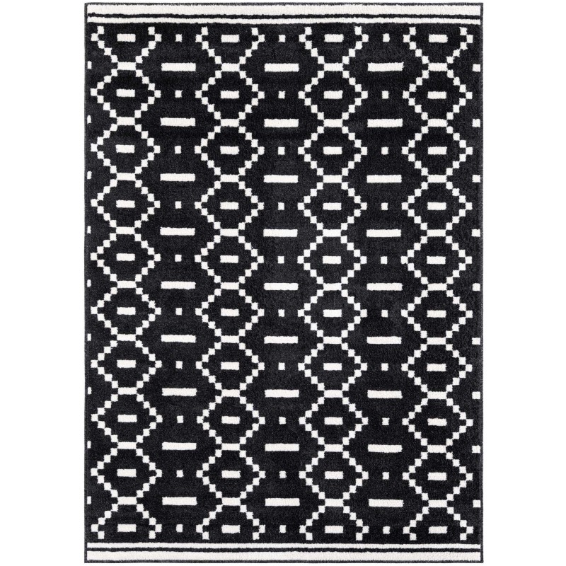 Tapete Acuerdo Rombos y Rayas en Negro