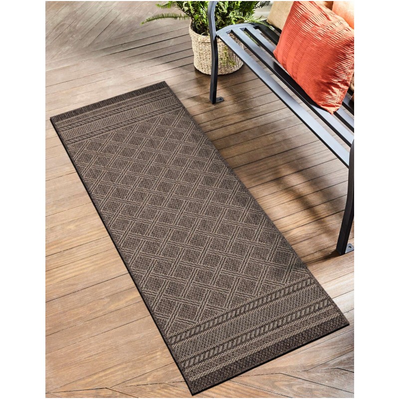 Tapete Exterior Enrejado en Chocolate