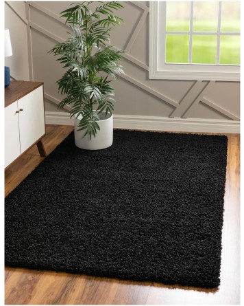 Tapete Shag Solido en Negro - 1.50 x 2.40