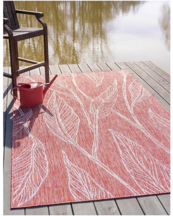 Tapete Botanico Hojas en Rojo - 1.20 x 1.80