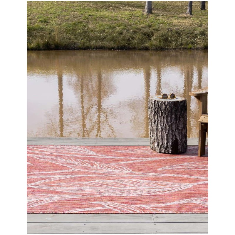 Tapete Botanico Hojas en Rojo - 1.20 x 1.80