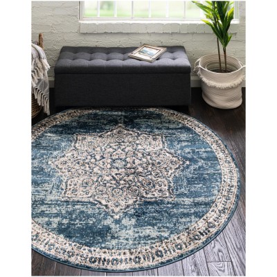 Tapete Heroina Medallón Floral en Azul