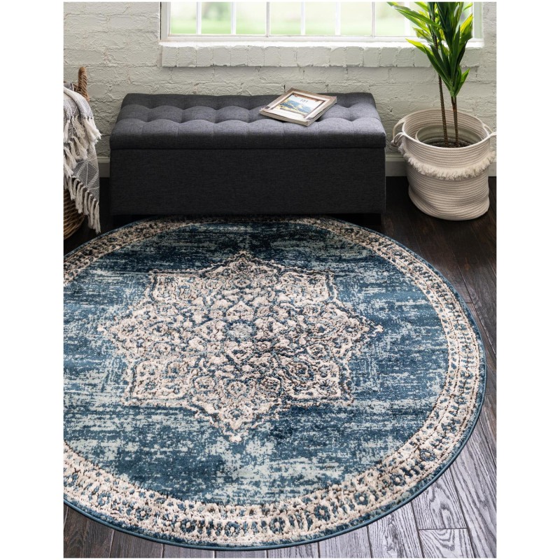 Tapete Heroina Medallón Floral en Azul