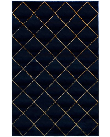 Tapete Anna Enrejado Azul y Oro