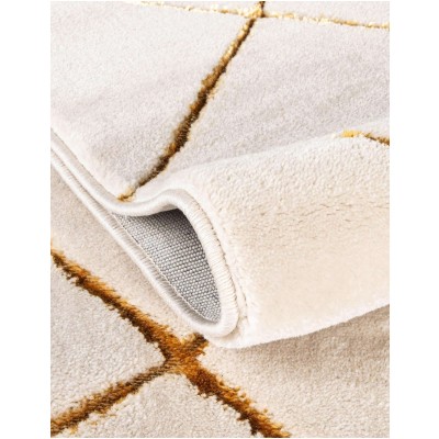 Tapete Anna Enrejado Blanco y Oro