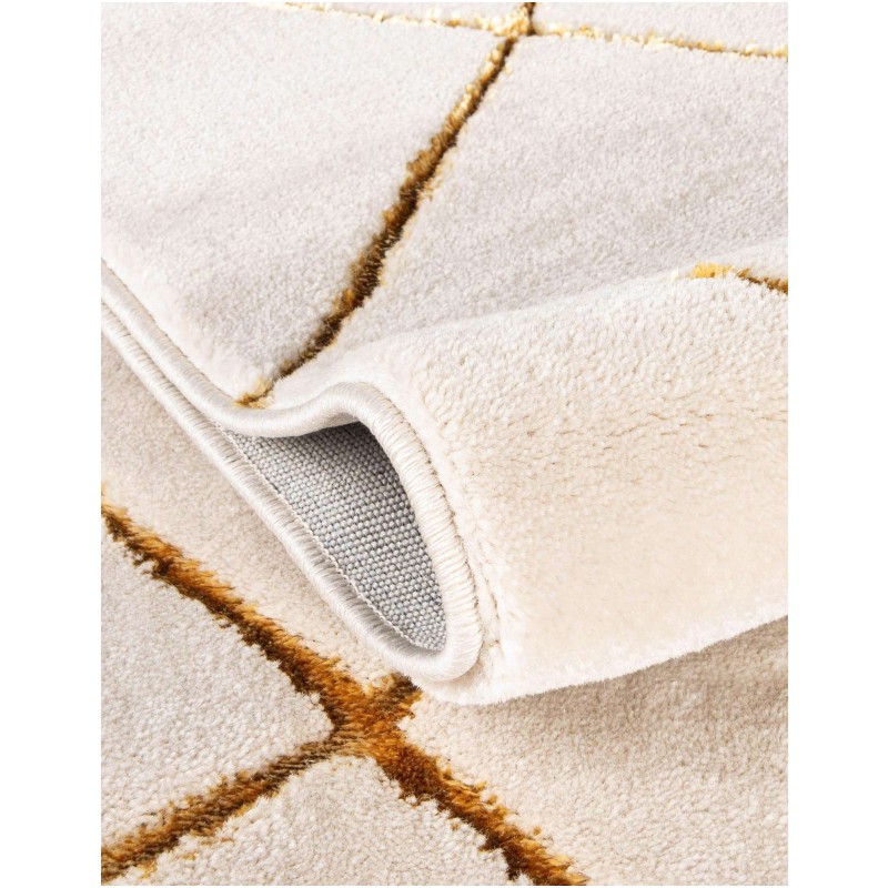 Tapete Anna Enrejado Blanco y Oro