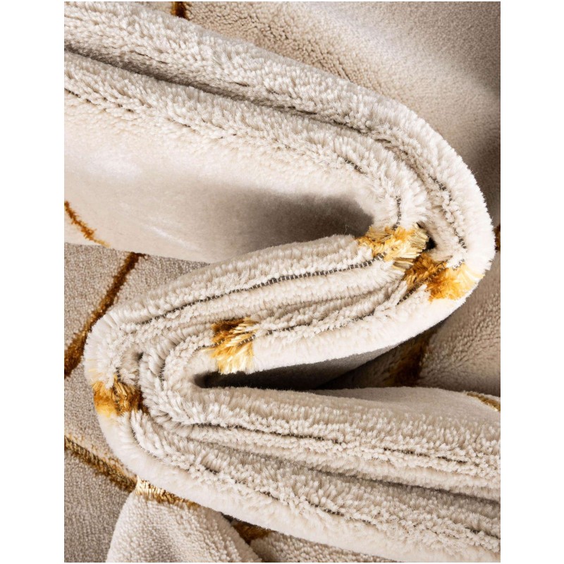 Tapete Anna Enrejado Blanco y Oro