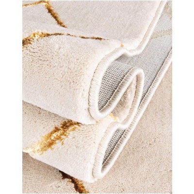 Tapete Anna Enrejado Blanco y Oro