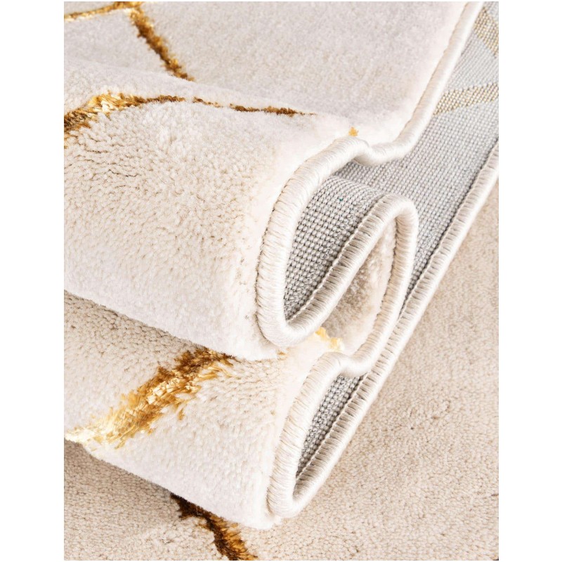 Tapete Anna Enrejado Blanco y Oro