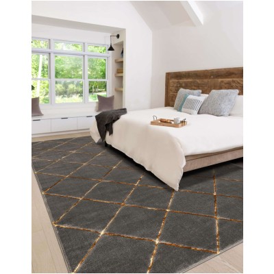 Tapete Anna Enrejado Gris y Oro