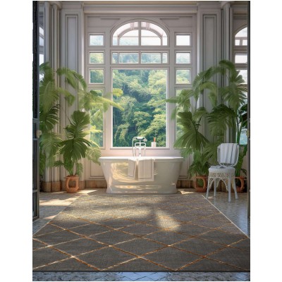 Tapete Anna Enrejado Gris y Oro