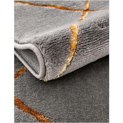 Tapete Anna Enrejado Gris y Oro