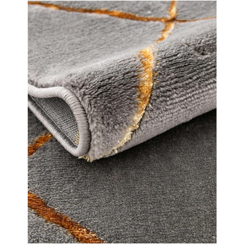 Tapete Anna Enrejado Gris y Oro