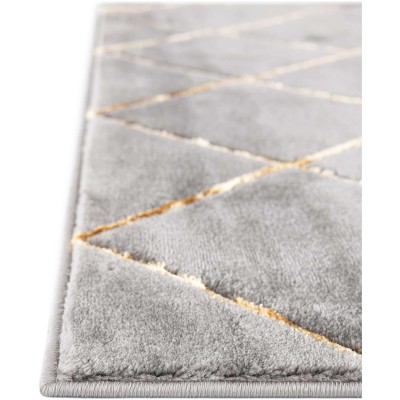 Tapete Anna Enrejado Gris y Oro