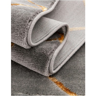 Tapete Anna Enrejado Gris y Oro