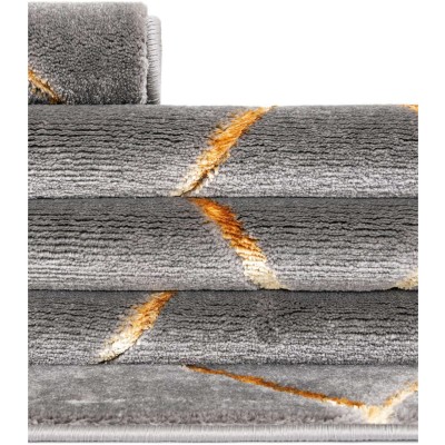 Tapete Anna Enrejado Gris y Oro