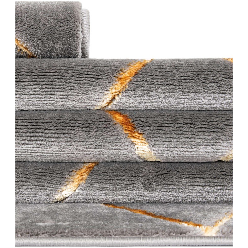 Tapete Anna Enrejado Gris y Oro