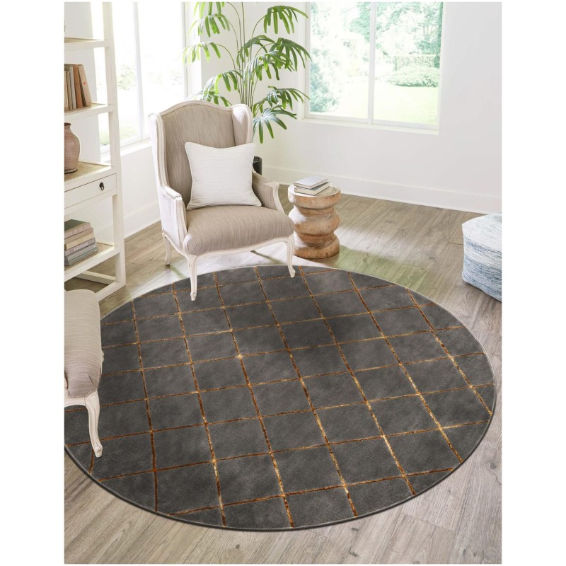 Tapete Anna Enrejado Gris y Oro