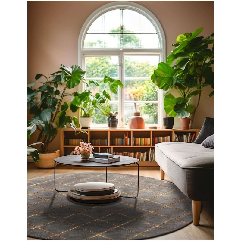 Tapete Anna Enrejado Gris y Oro