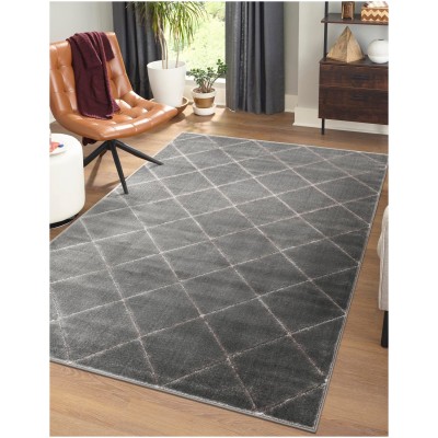 Tapete Anna Enrejado Gris y Plata