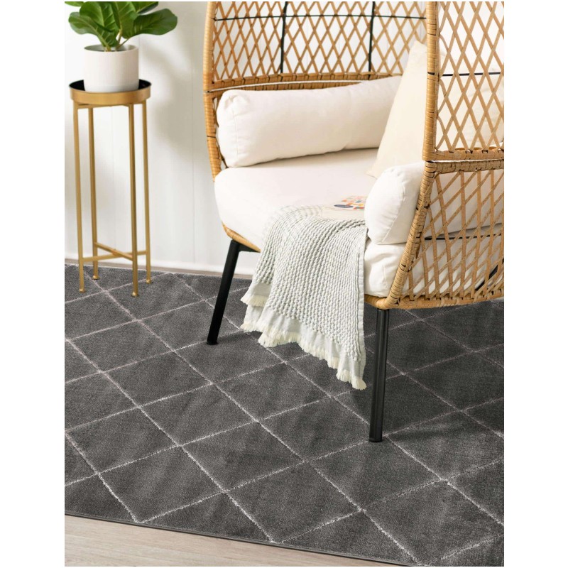 Tapete Anna Enrejado Gris y Plata