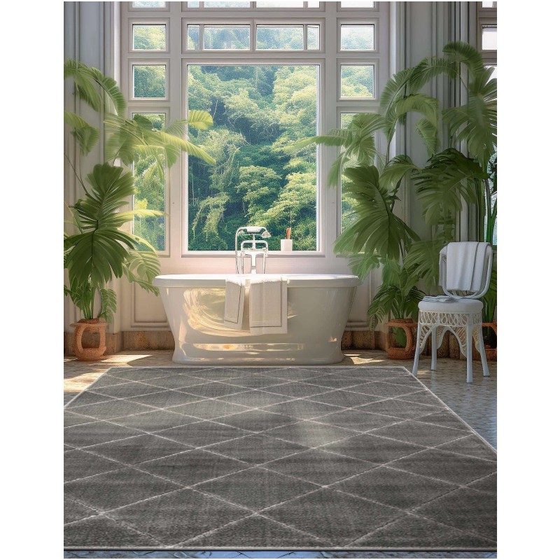 Tapete Anna Enrejado Gris y Plata