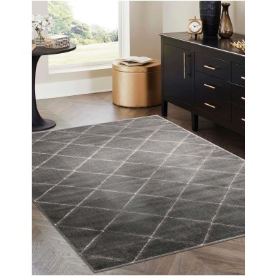 Tapete Anna Enrejado Gris y Plata