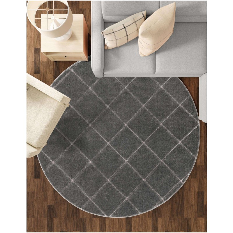 Tapete Anna Enrejado Gris y Plata