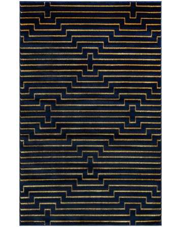 Tapete Anna de Lineas Azul y Oro