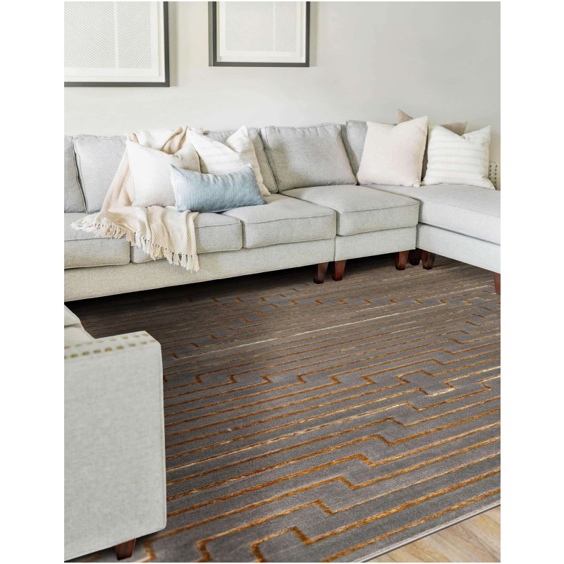 Tapete Anna de Lineas Gris y Oro