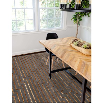 Tapete Anna de Lineas Gris y Oro