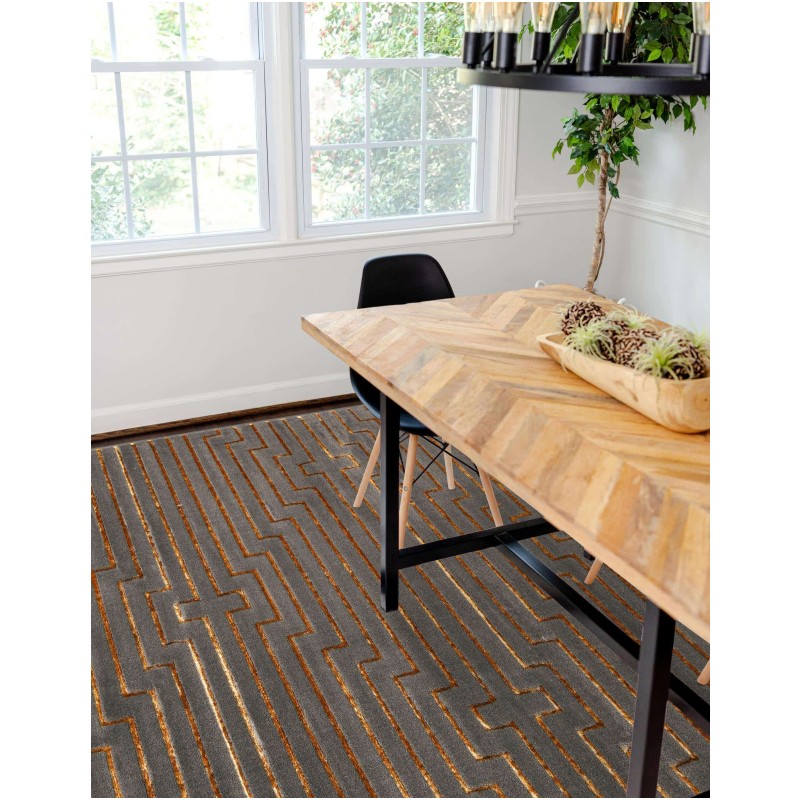 Tapete Anna de Lineas Gris y Oro