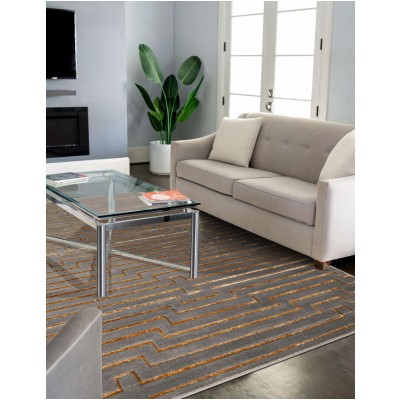 Tapete Anna de Lineas Gris y Oro