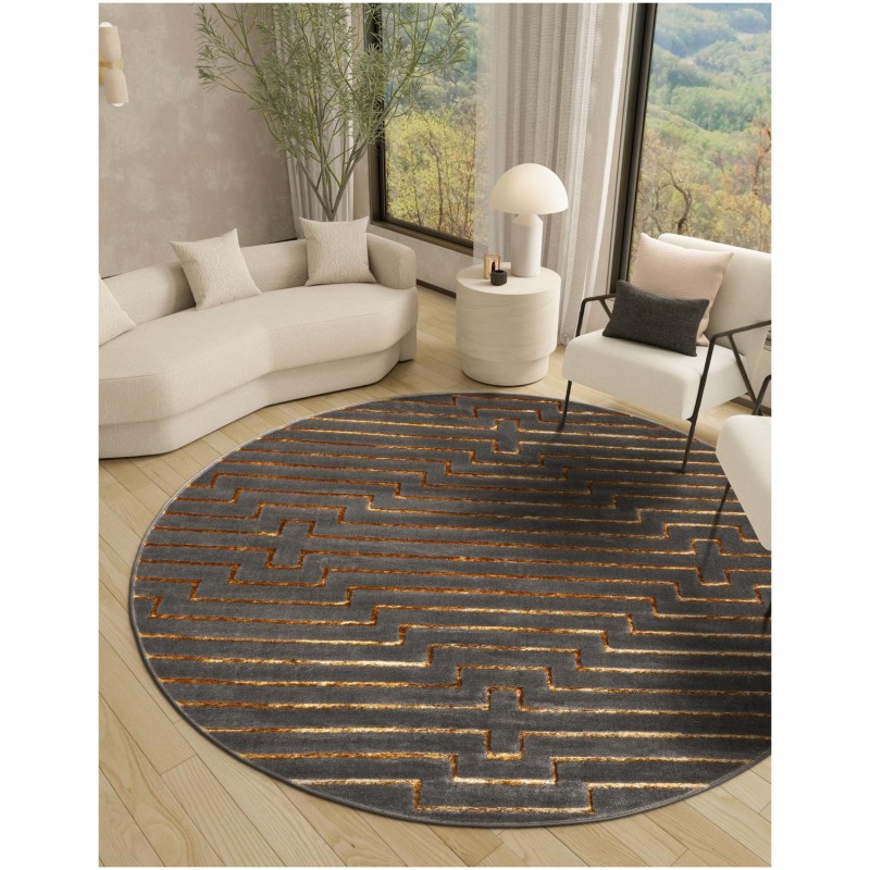 Tapete Anna de Lineas Gris y Oro