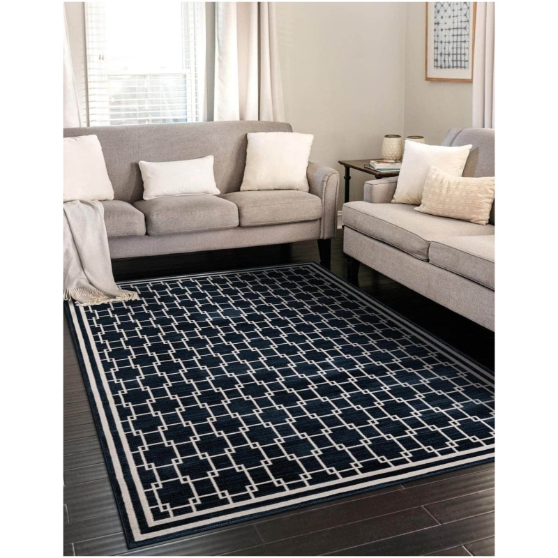 Tapete Christie Enrejado Cuadrado en Azul Marino