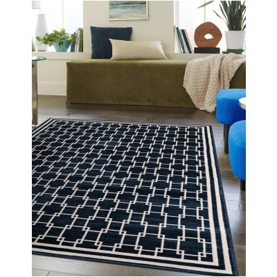 Tapete Christie Enrejado Cuadrado en Azul Marino