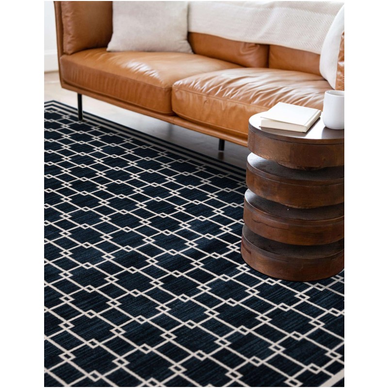 Tapete Christie Enrejado Cuadrado en Azul Marino