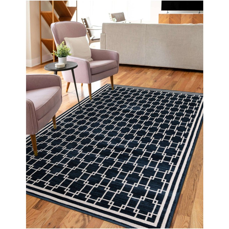 Tapete Christie Enrejado Cuadrado en Azul Marino