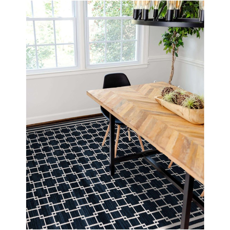 Tapete Christie Enrejado Cuadrado en Azul Marino