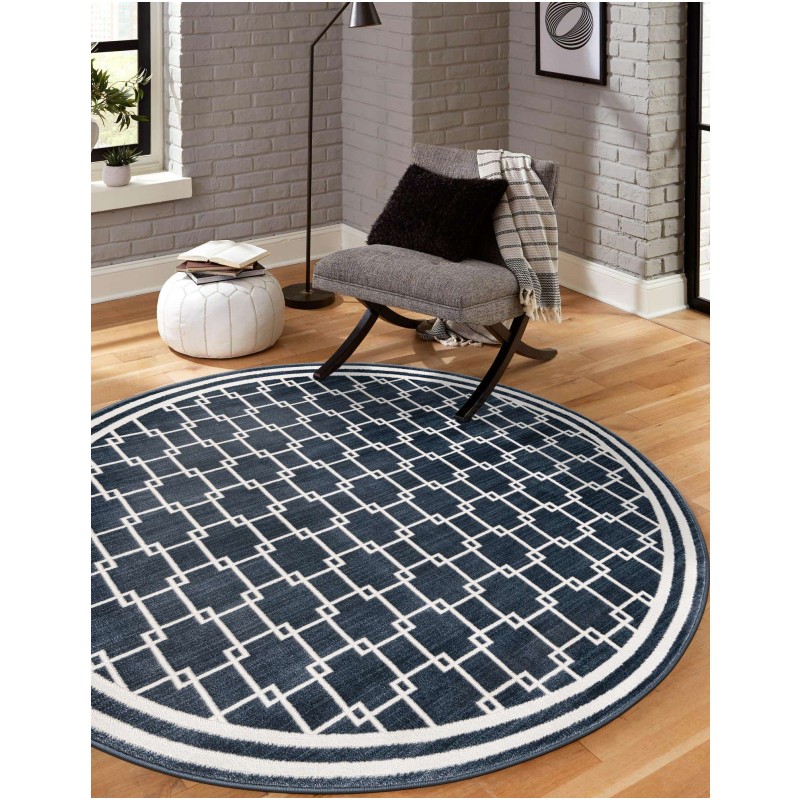 Tapete Christie Enrejado Cuadrado en Azul Marino