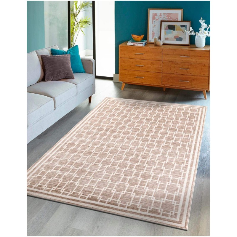 Tapete Christie Enrejado Cuadrado en Beige