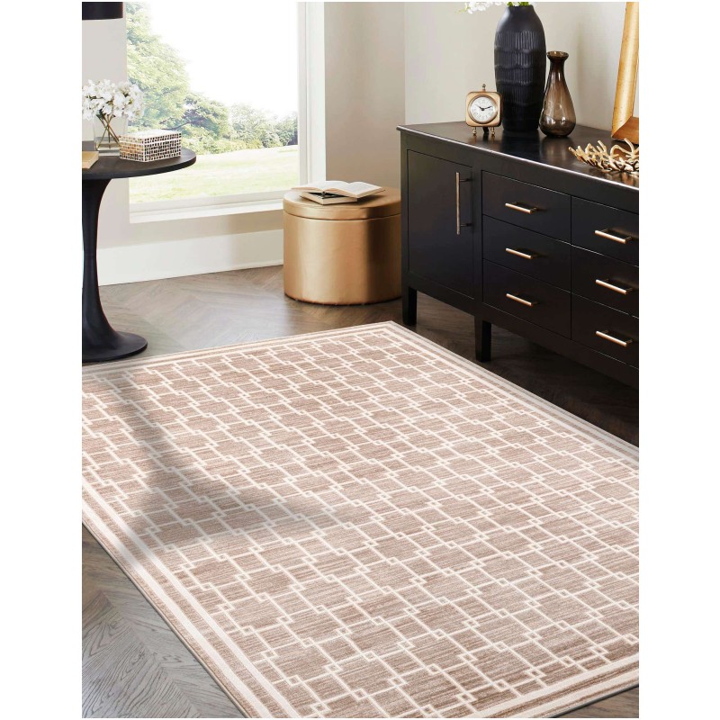 Tapete Christie Enrejado Cuadrado en Beige