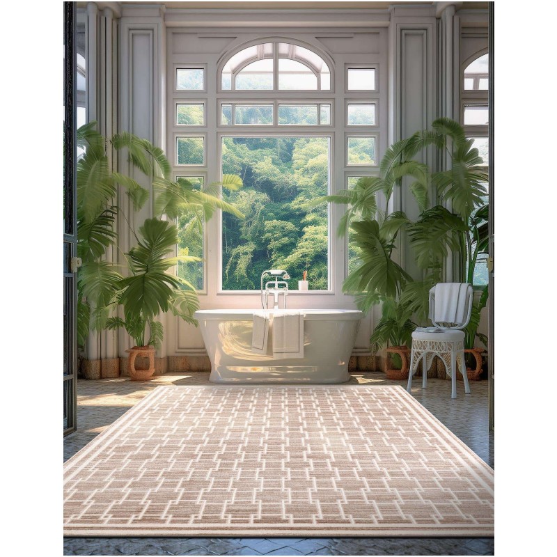 Tapete Christie Enrejado Cuadrado en Beige