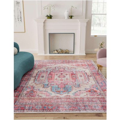 Tapete Lavable Lunar Medallón en Rojizo