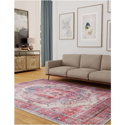 Tapete Lavable Lunar Medallón en Rojizo