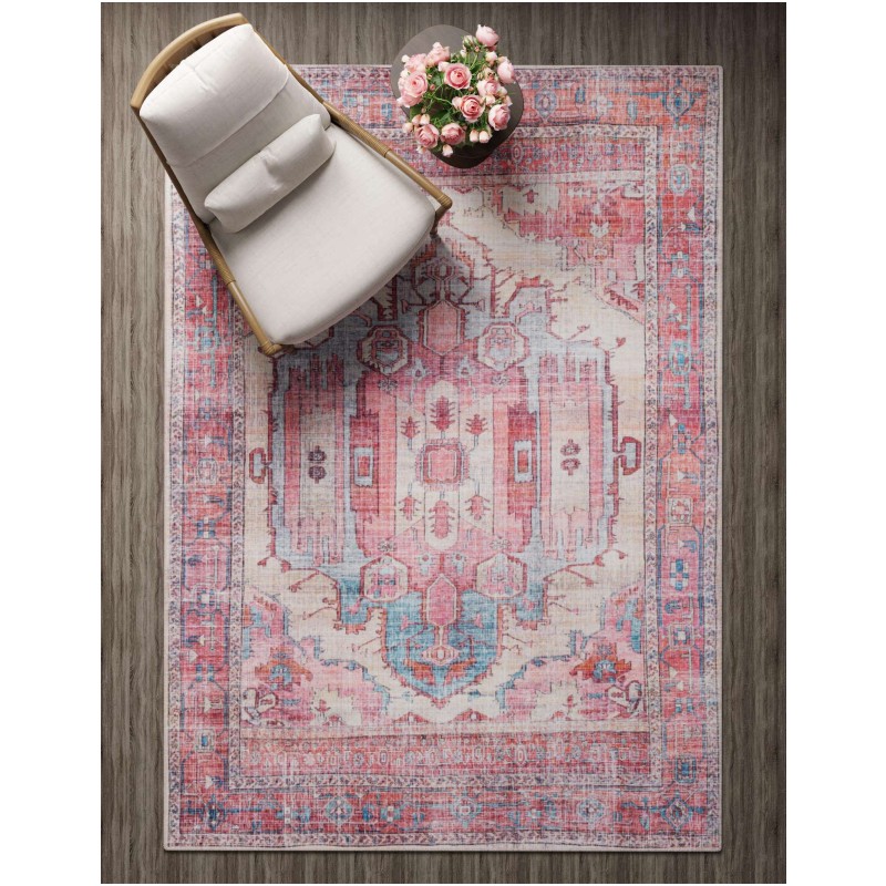 Tapete Lavable Lunar Medallón en Rojizo